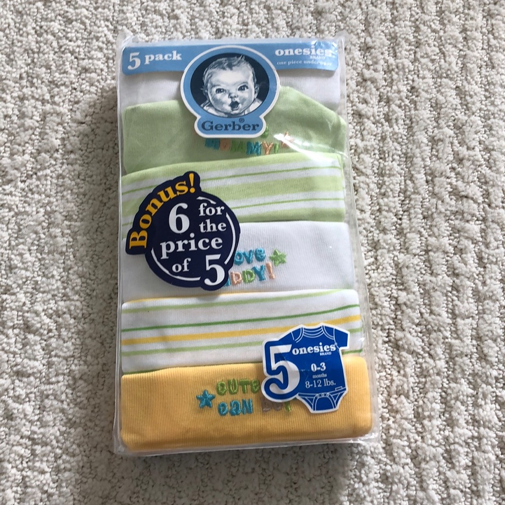 5 gerber onsies!